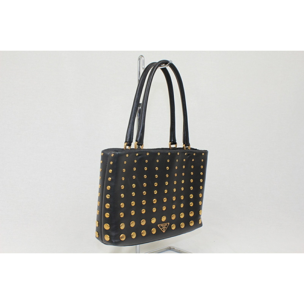 PRADA Tote Black Studded Handbag - Picture 2 of 7